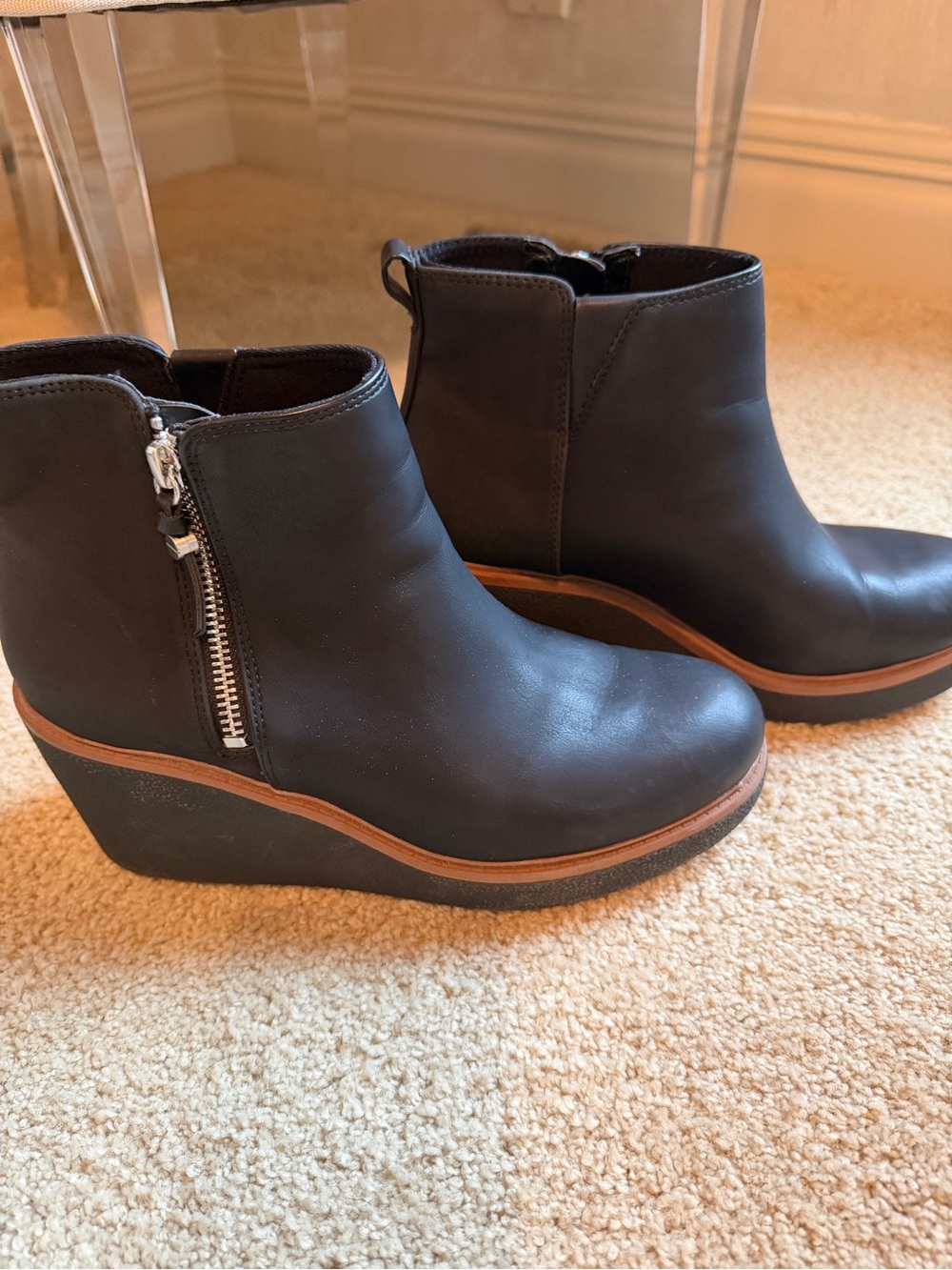 Dr. Scholl's Black Wedge Ankle Booties with Side Zip